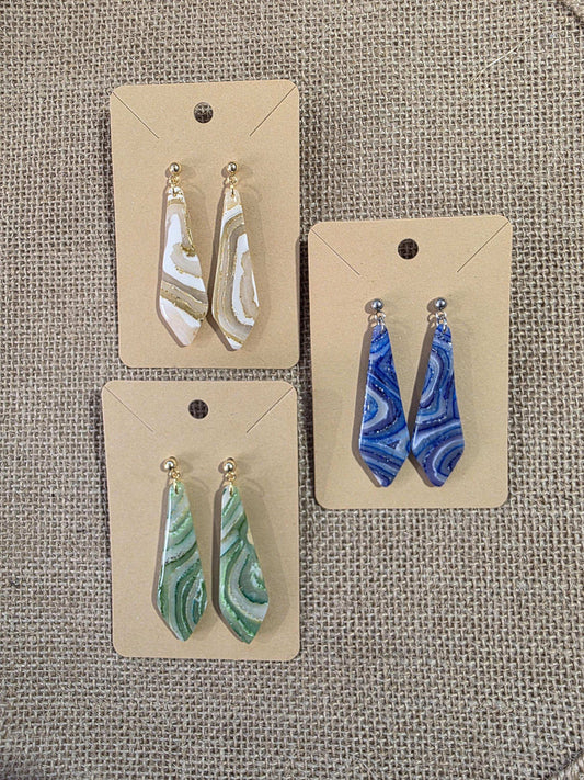 Boucles d'oreilles en argile polymère "Pierres d'Eau" modèle Amanda - collection été 2025