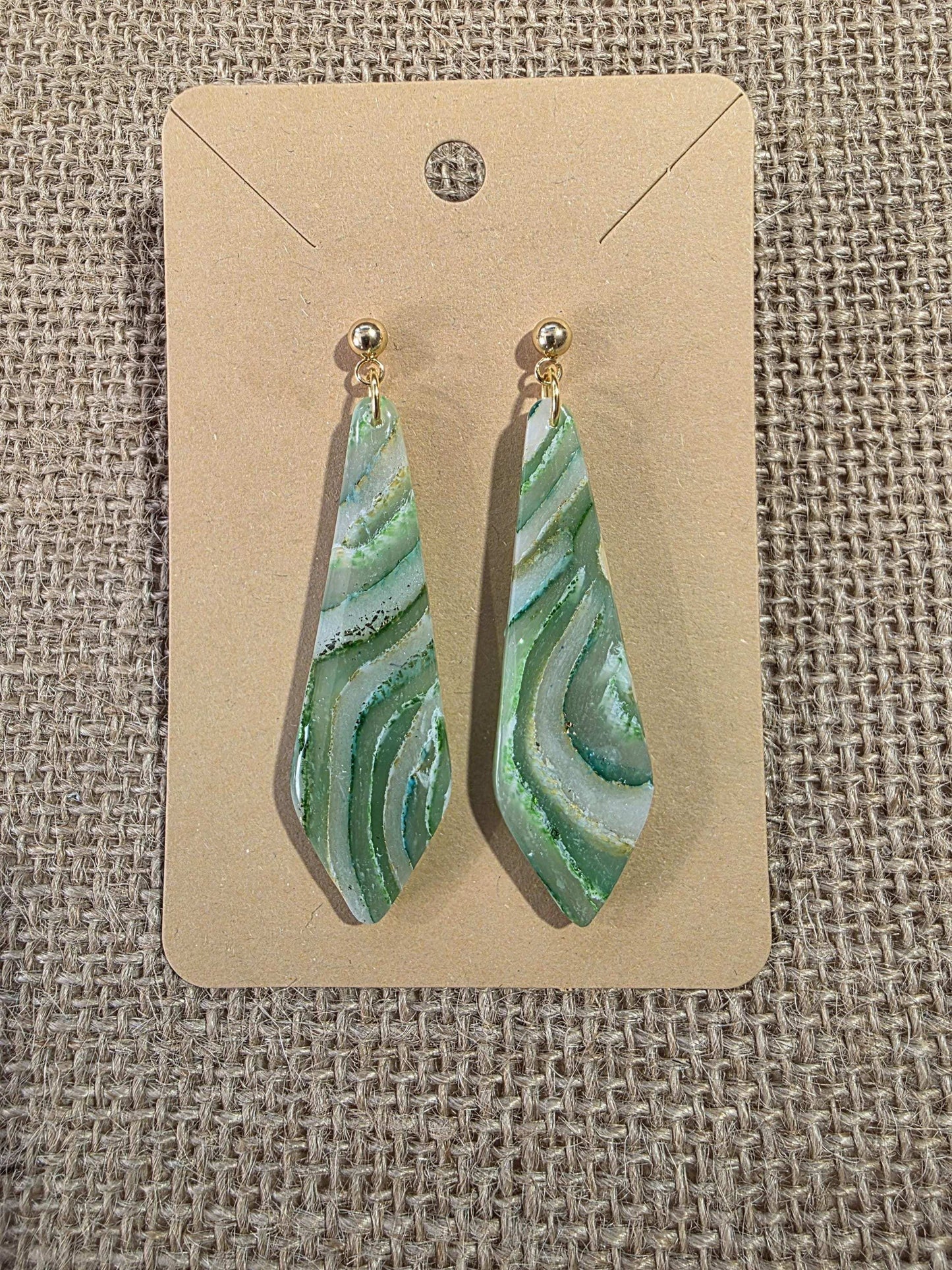 Boucles d'oreilles en argile polymère "Pierres d'Eau" modèle Amanda - collection été 2025