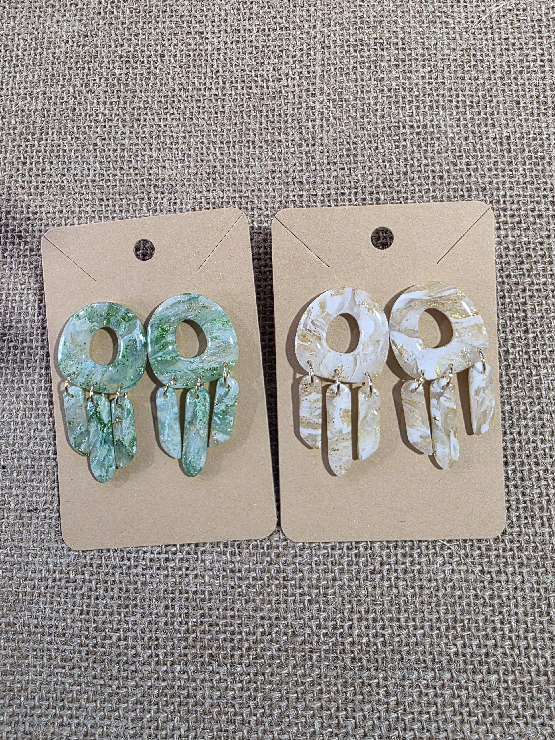 Boucles d'oreilles en argile polymère "Pierres d'Eau" modèle Médusa - collection été 2025