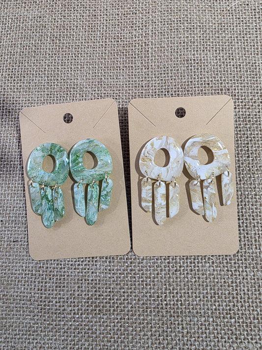 Boucles d'oreilles en argile polymère "Pierres d'Eau" modèle Médusa - collection été 2025