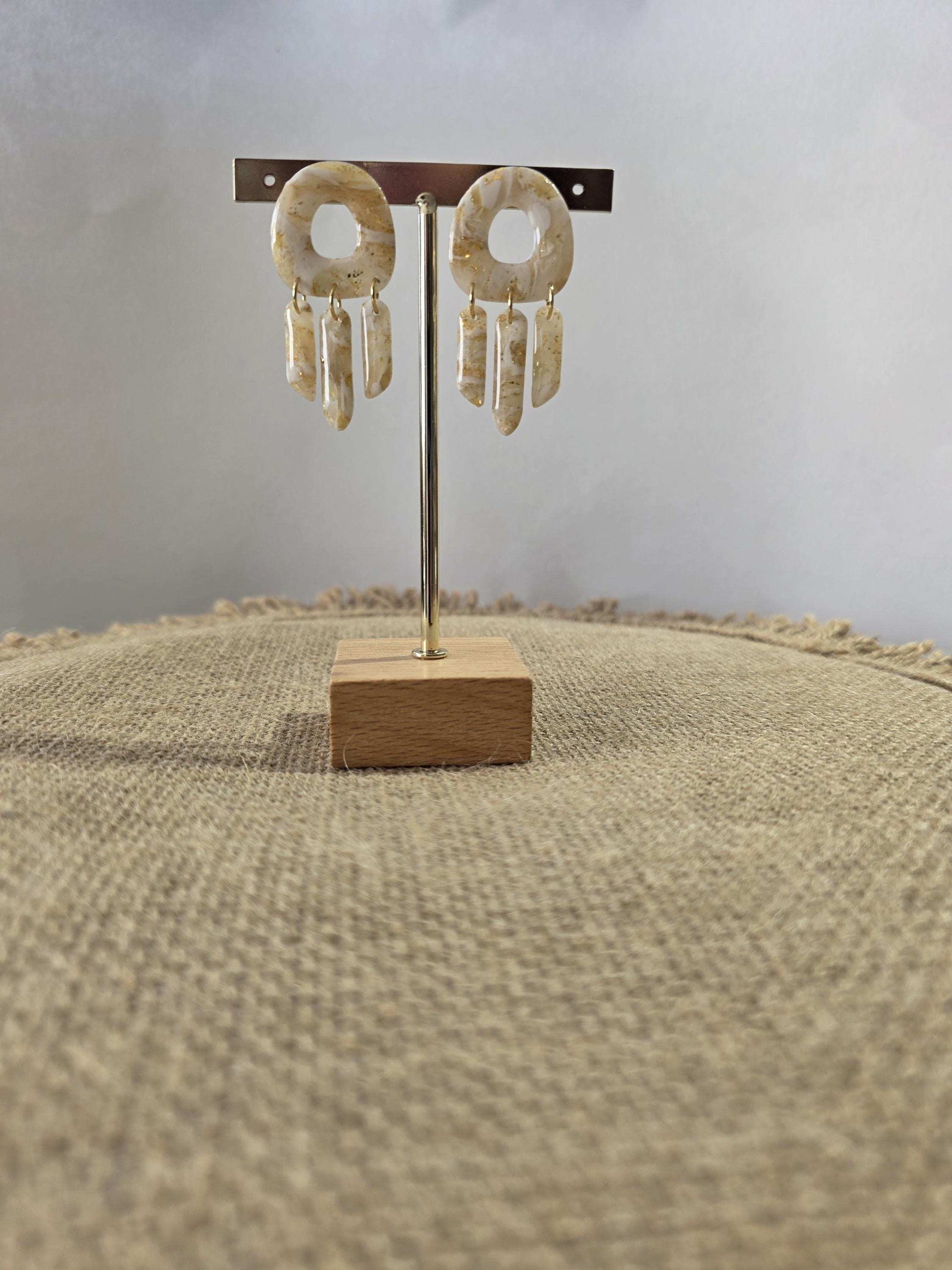 Boucles d'oreilles en argile polymère "Pierres d'Eau" modèle Médusa - collection été 2025