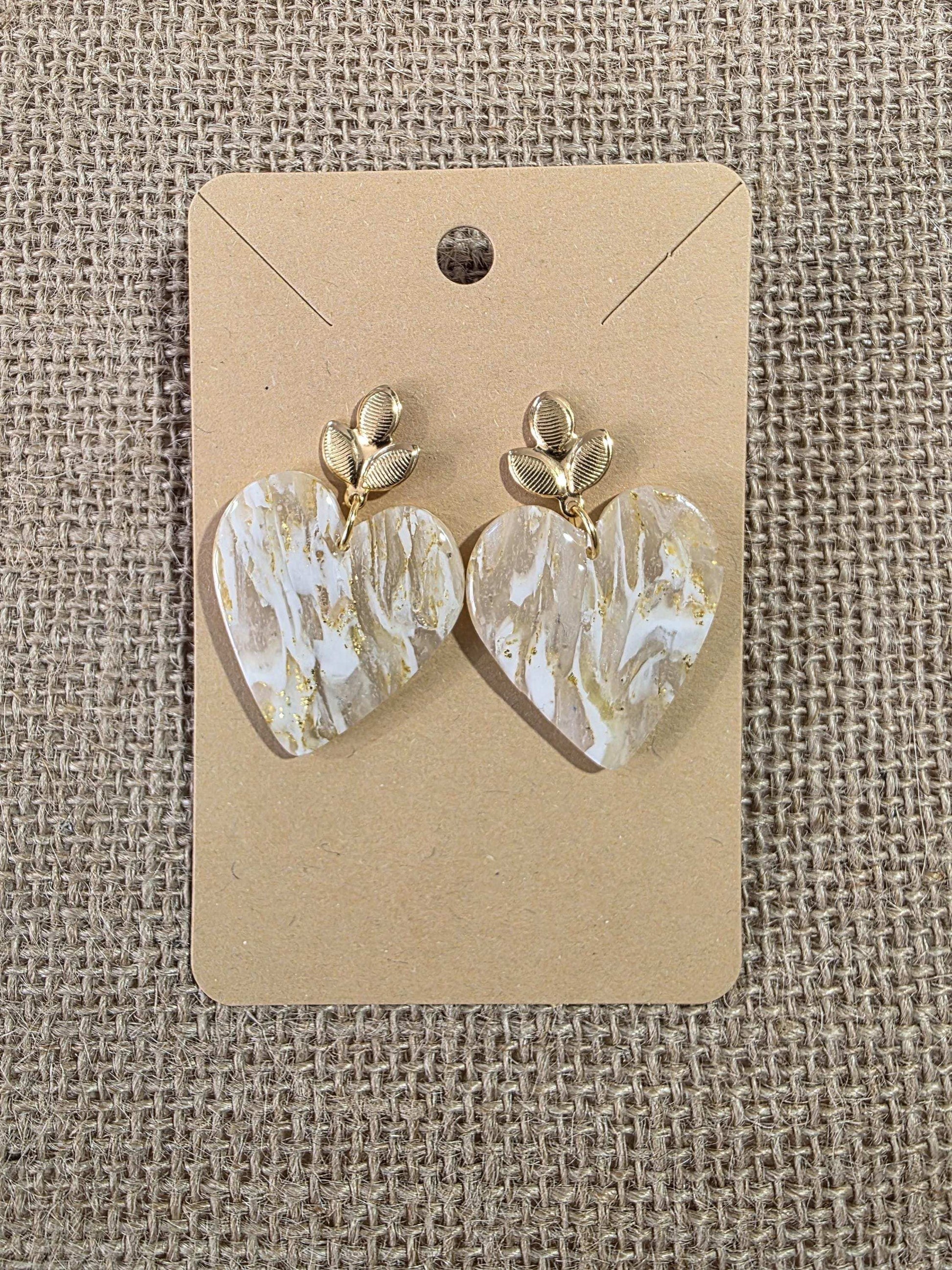 Exceptionnelles boucles d'oreilles en argile polymère "Pierres d'Eau" modèle Valentine, version 2 - collection été 2025