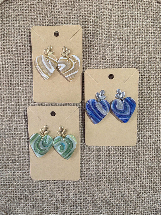 Trio boucles d'oreilles en argile polymère "Pierres d'Eau" modèle Valentine - collection été 2025