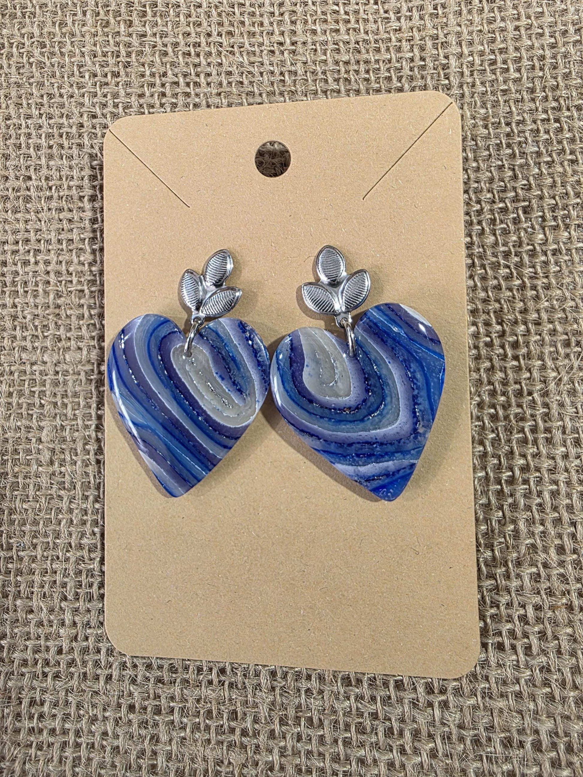 Boucles d'oreilles en argile polymère "Pierres d'Eau" modèle Valentine - collection été 2025