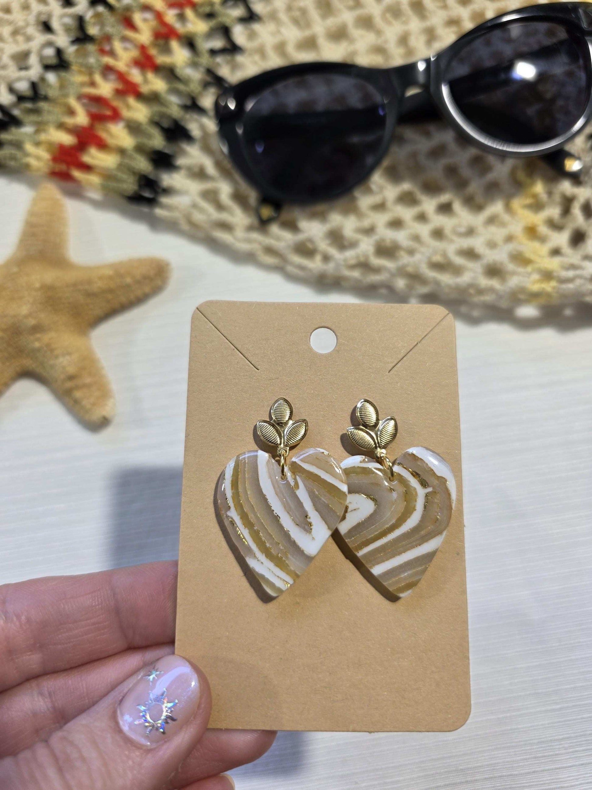 Magnifique boucles d'oreilles en argile polymère "Pierres d'Eau" modèle Valentine - collection été 2025