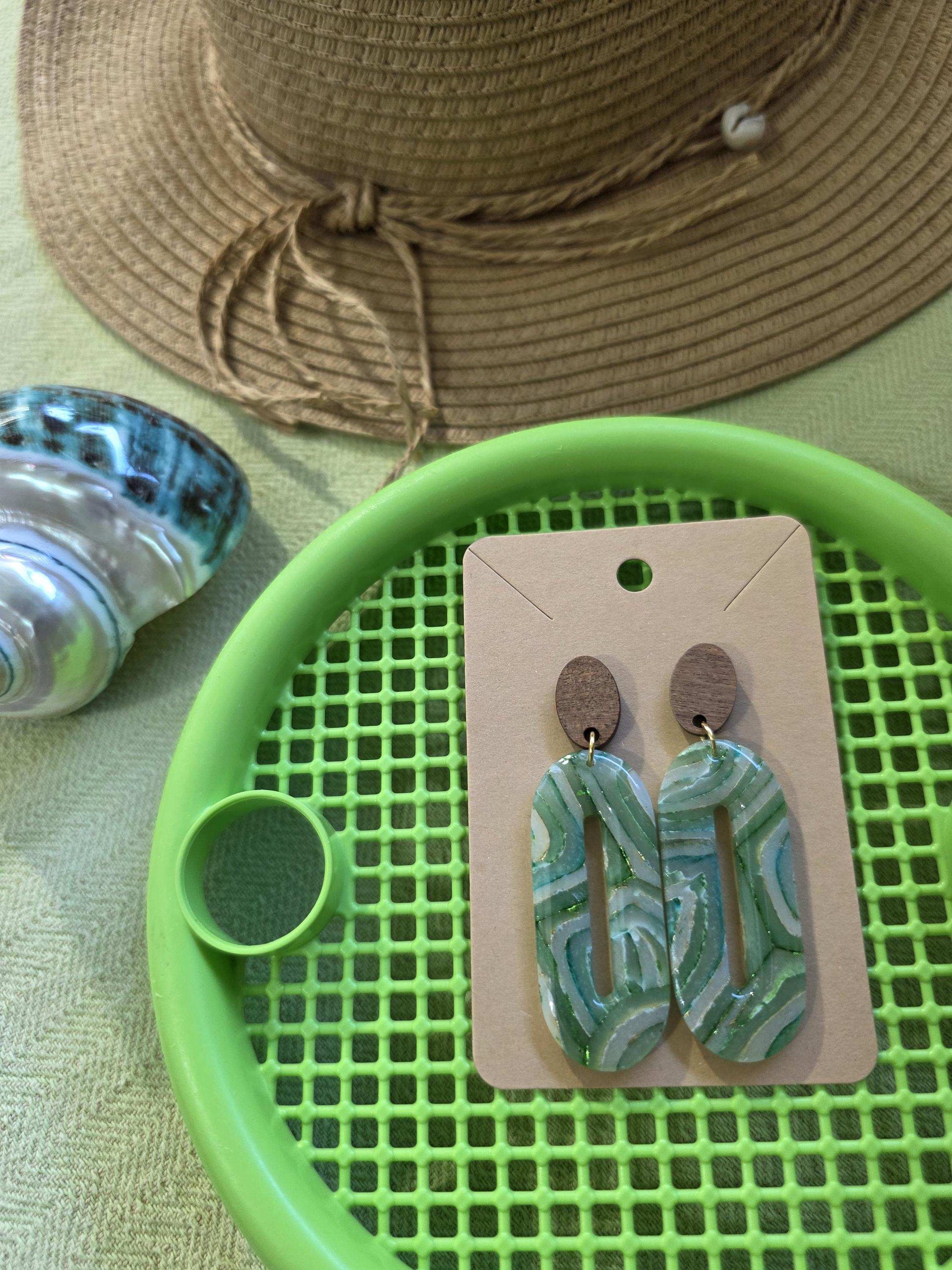 Boucles d'oreilles en argile polymère "Pierres d'Eau" modèle Olivia - collection été 2025