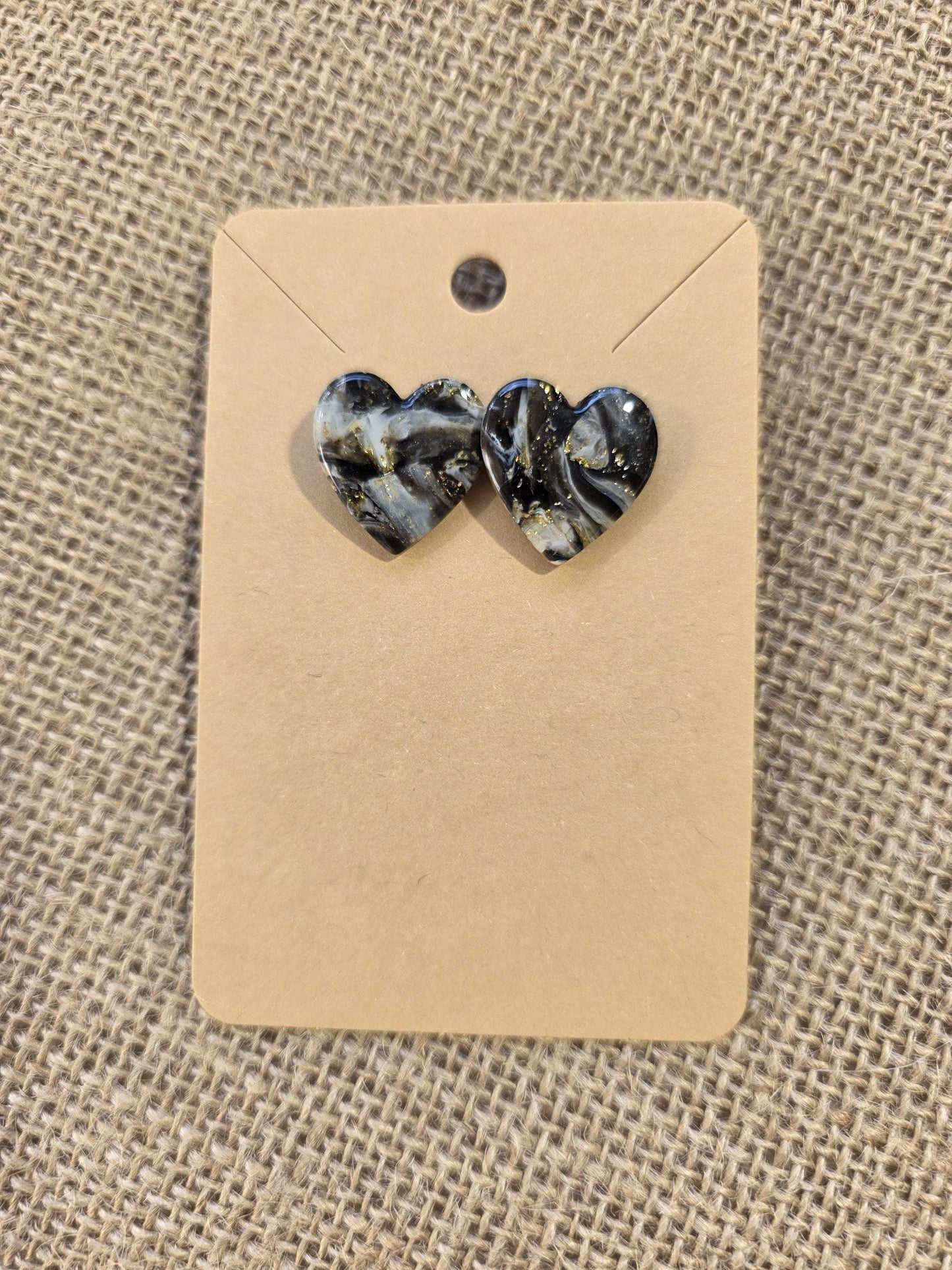 Boucles d'oreilles en argile polymère Valentine “Nuit dorée” - Collection "Un amour d'été" - été 2025