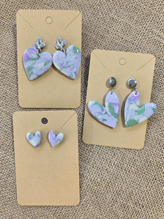 Boucles d'oreilles en argile polymère Valentine “Rêverie d’été” - Collection "Un amour d'été" - été 2025