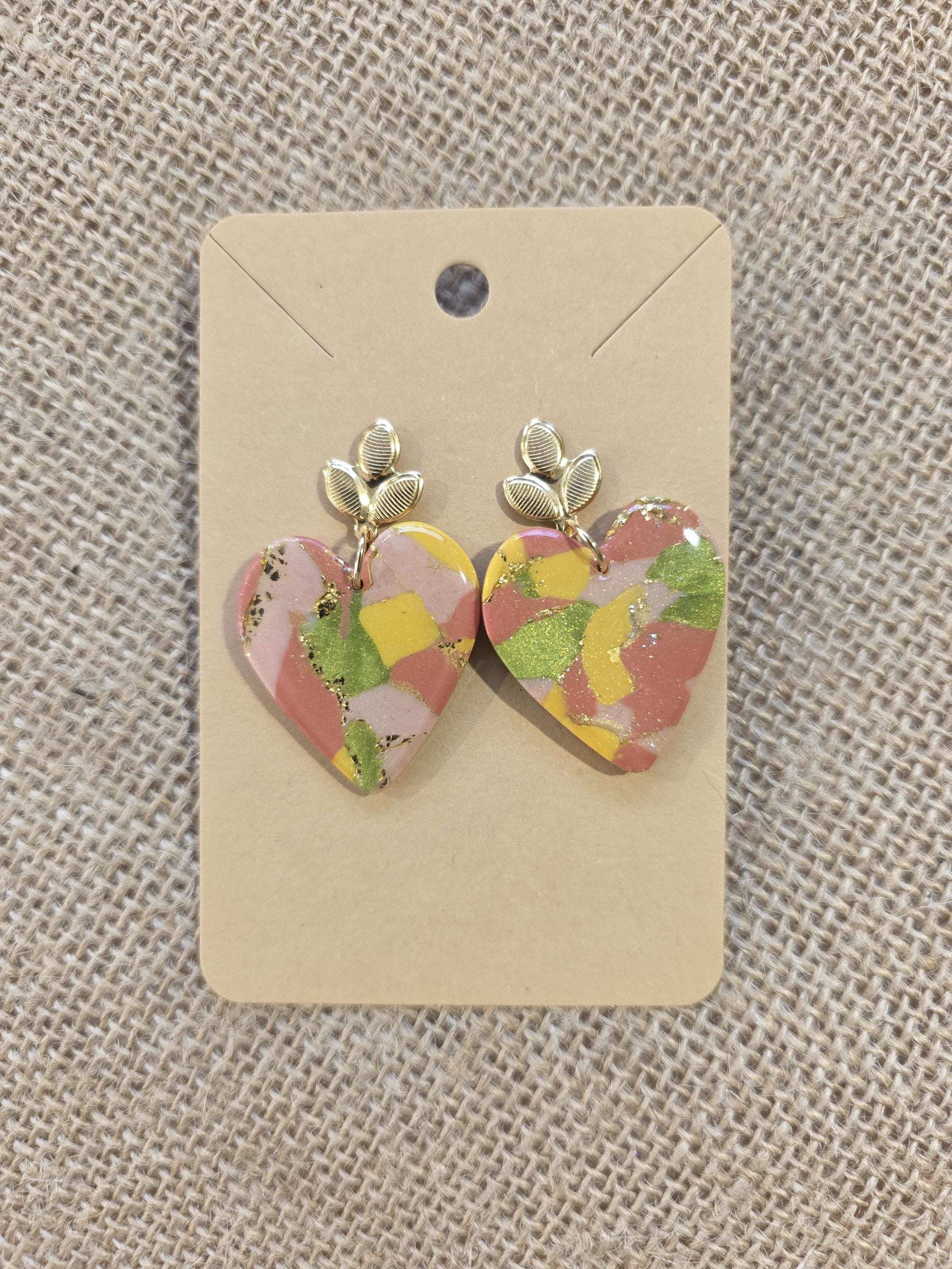 Magnifiques boucles d'oreilles en argile polymère Valentine “Terre de lumière” - Collection "Un amour d'été" - été 2025