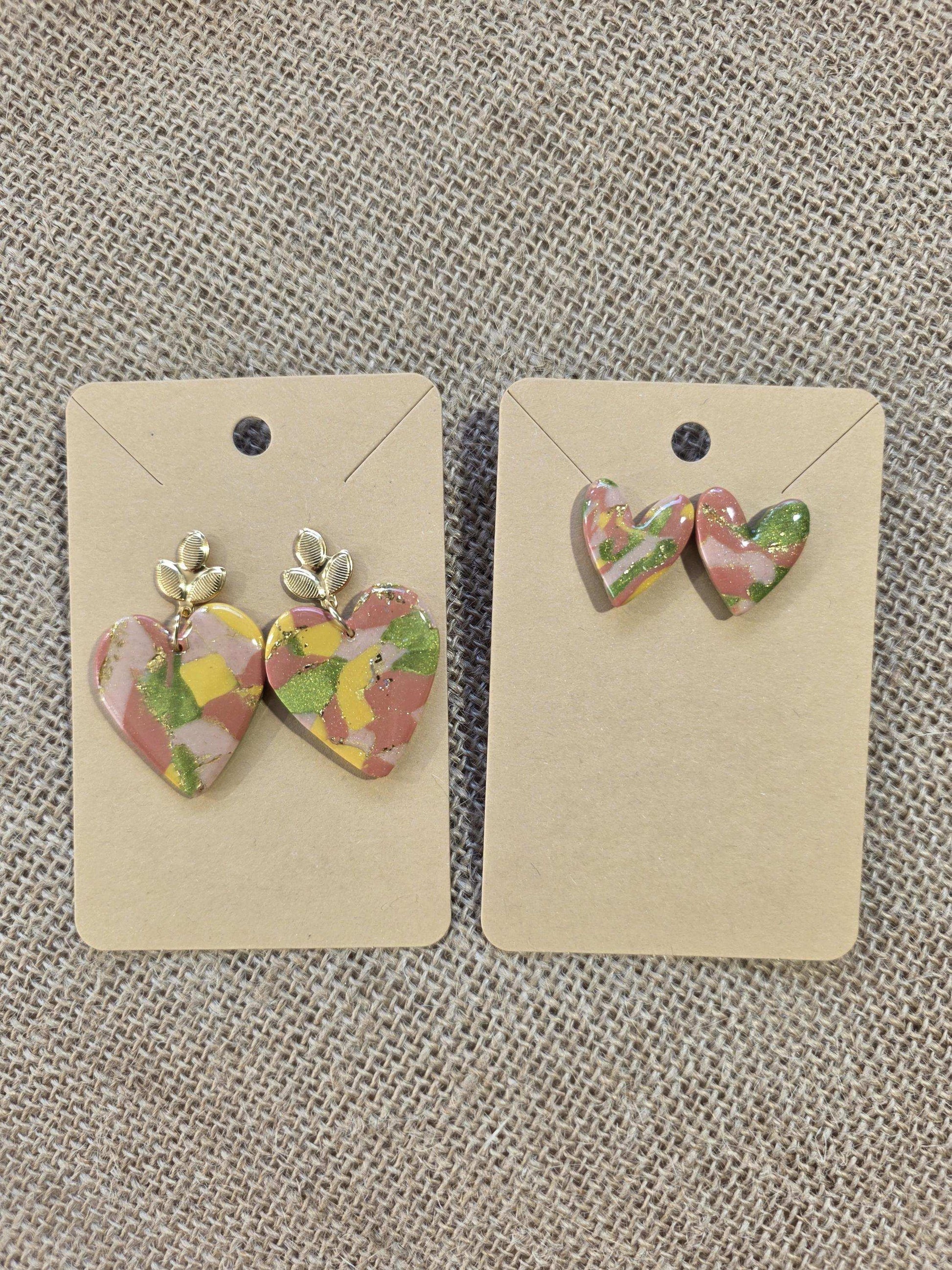 Duo très jolies boucles d'oreilles en argile polymère Valentine “Terre de lumière” - Collection "Un amour d'été" - été 2025