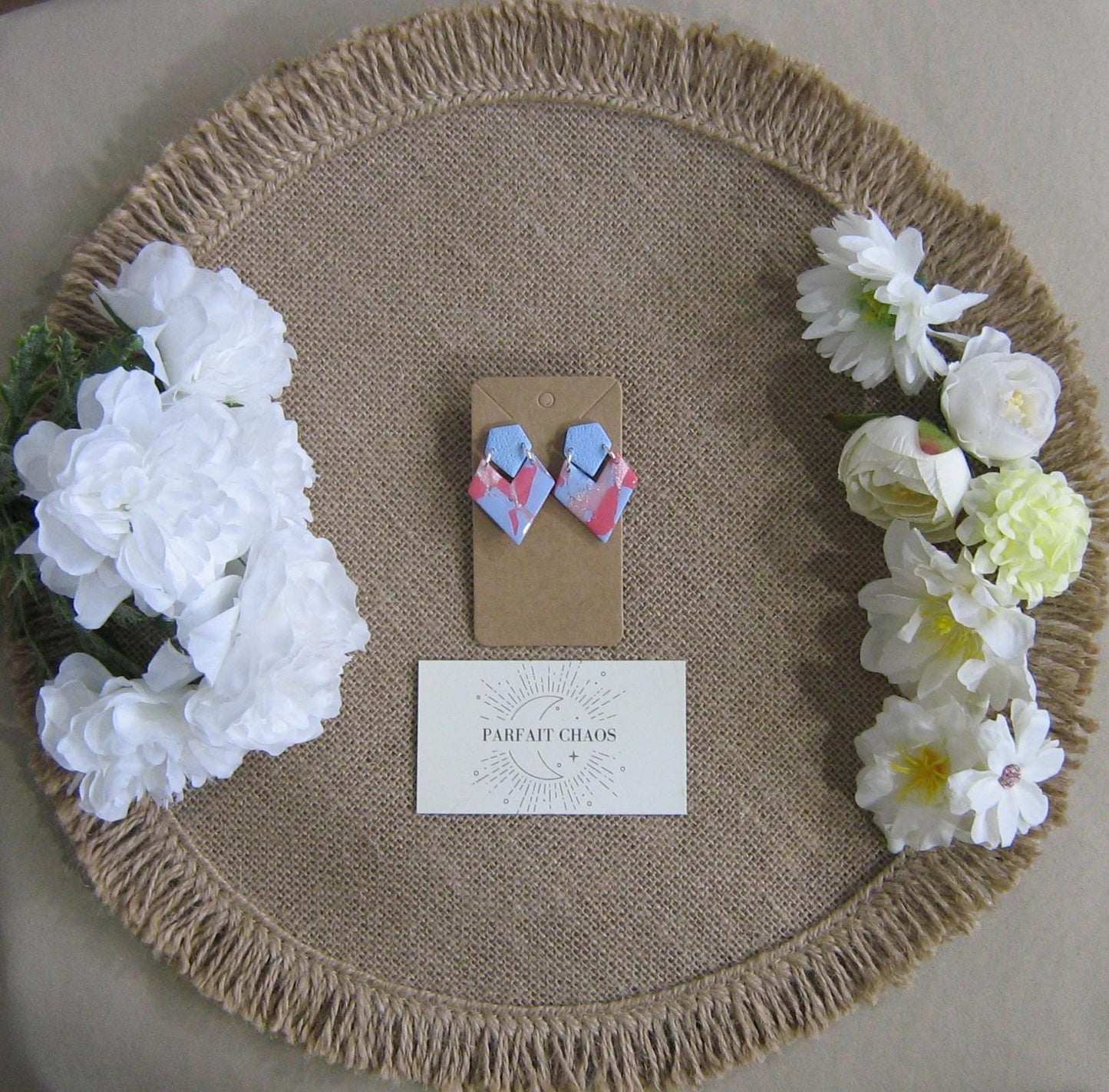 Boucles d'oreilles en argile polymère Funky Spring Sakura modèle Victoria