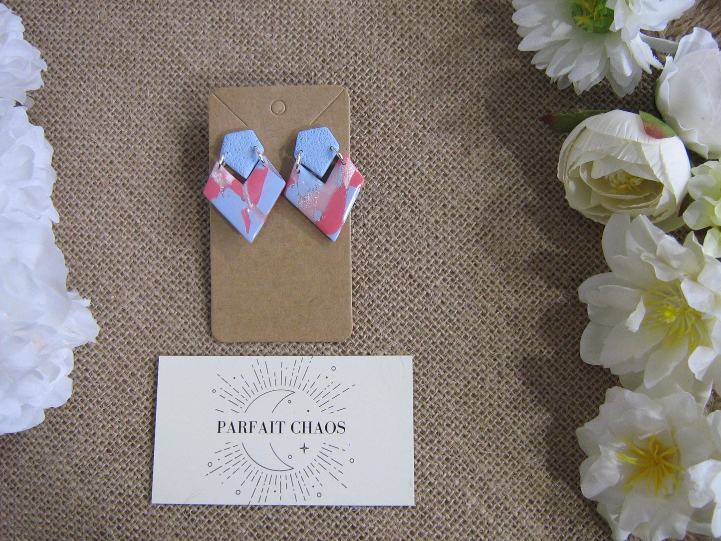 Boucles d'oreilles en argile polymère Funky Spring Sakura modèle Victoria