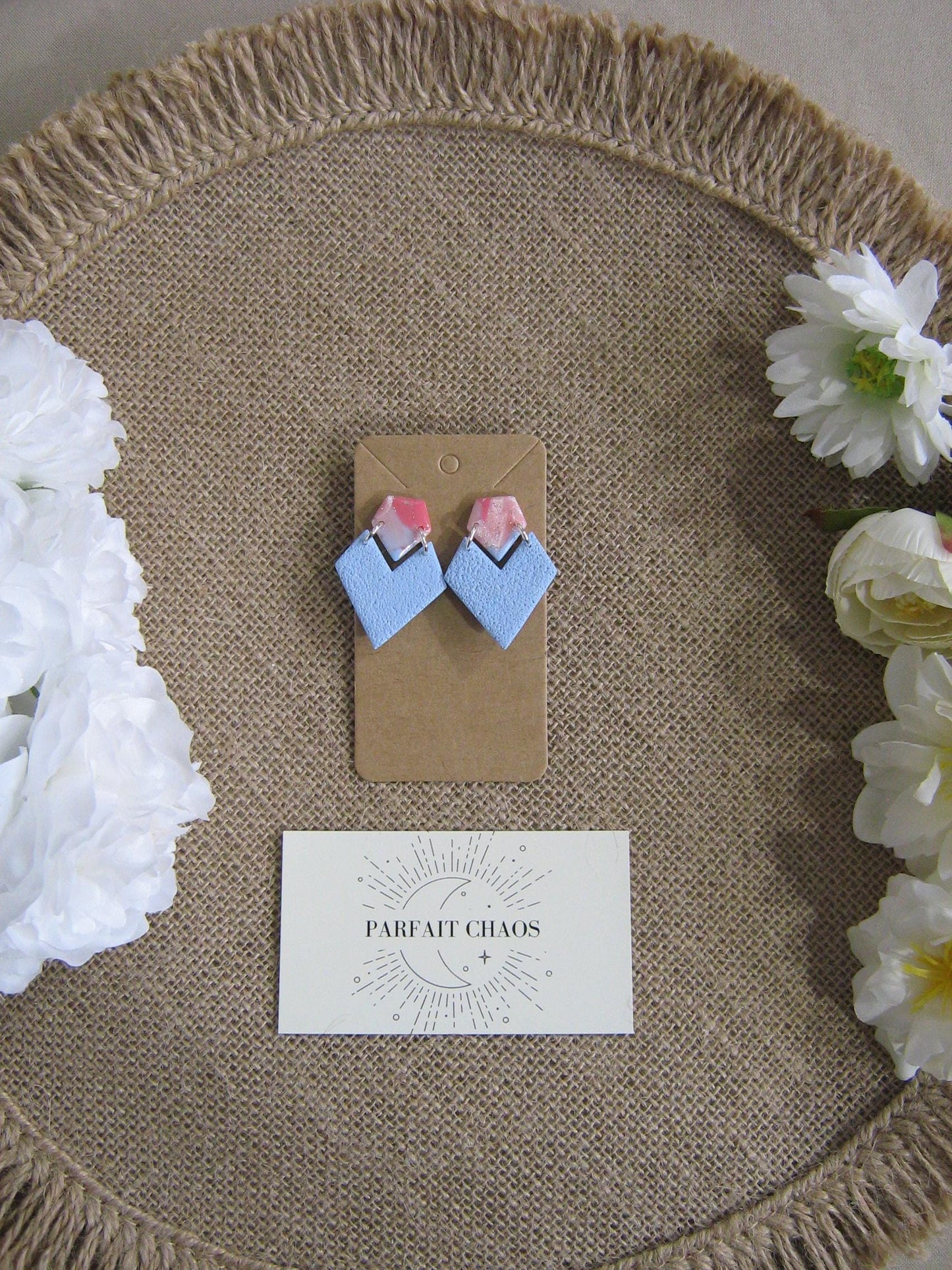 Boucles d'oreilles en argile polymère Funky Spring Sakura modèle Victoria