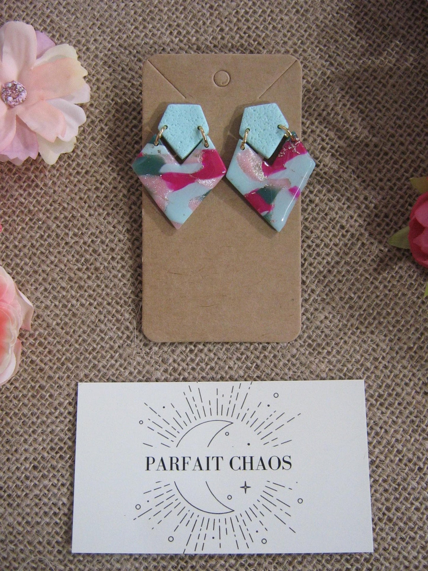 Boucles d'oreilles en argile polymère Funky Spring Tulipa modèle Victoria