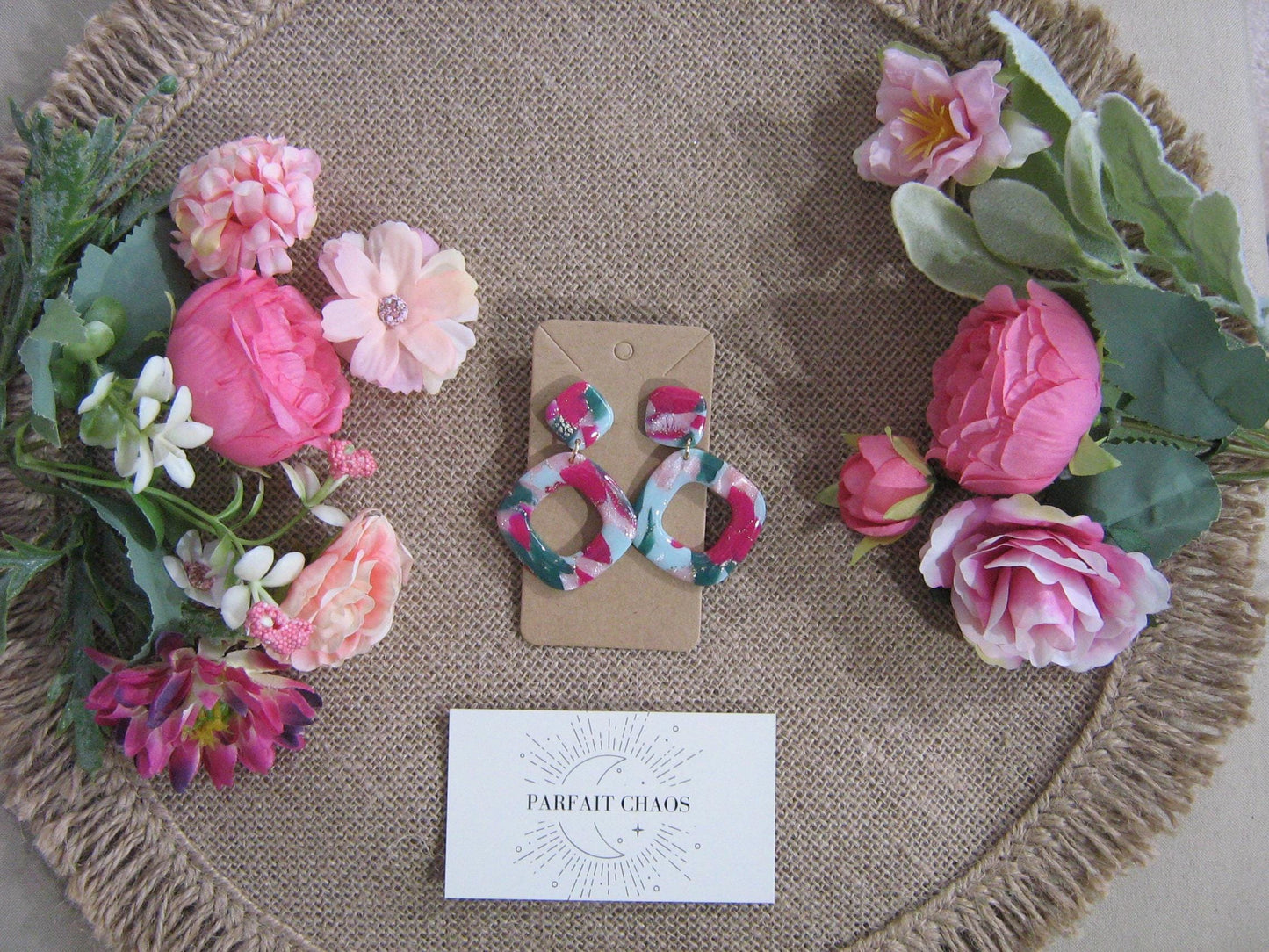 Boucles d'oreilles en argile polymère Funky Spring Tulipa modèle Sophia
