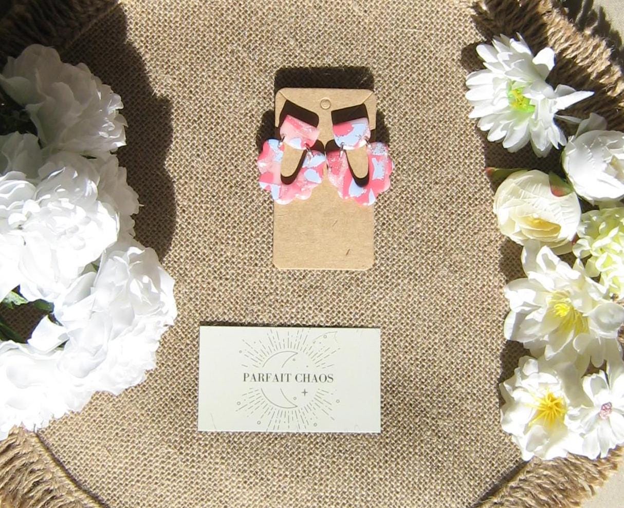 Boucles d'oreilles en argile polymère Funky Spring Sakura modèle Glawdys