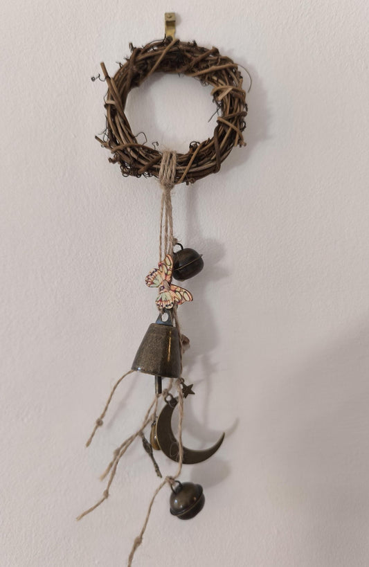 Cloche de sorcière décorative couleurs marron et vert diamètre 8 cm