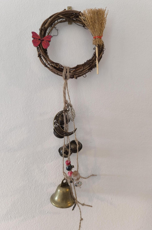 Cloche de sorcière décorative papillon rouge diamètre 10 cm