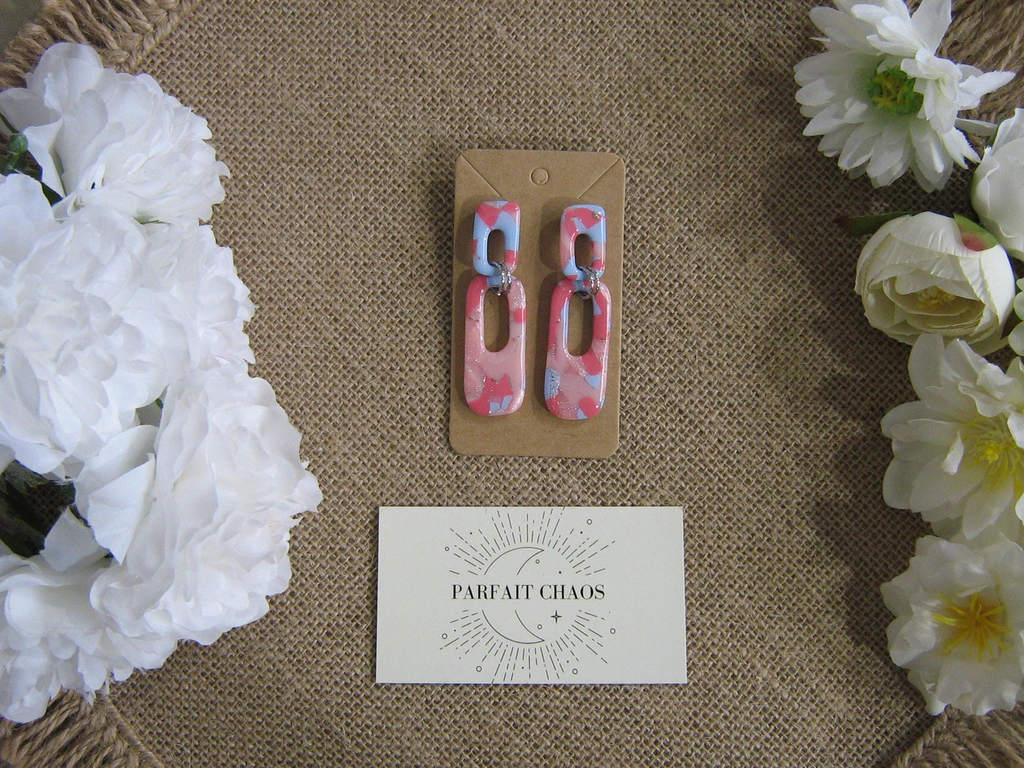 Boucles d'oreilles en argile polymère Funky Spring Sakura modèle Denise