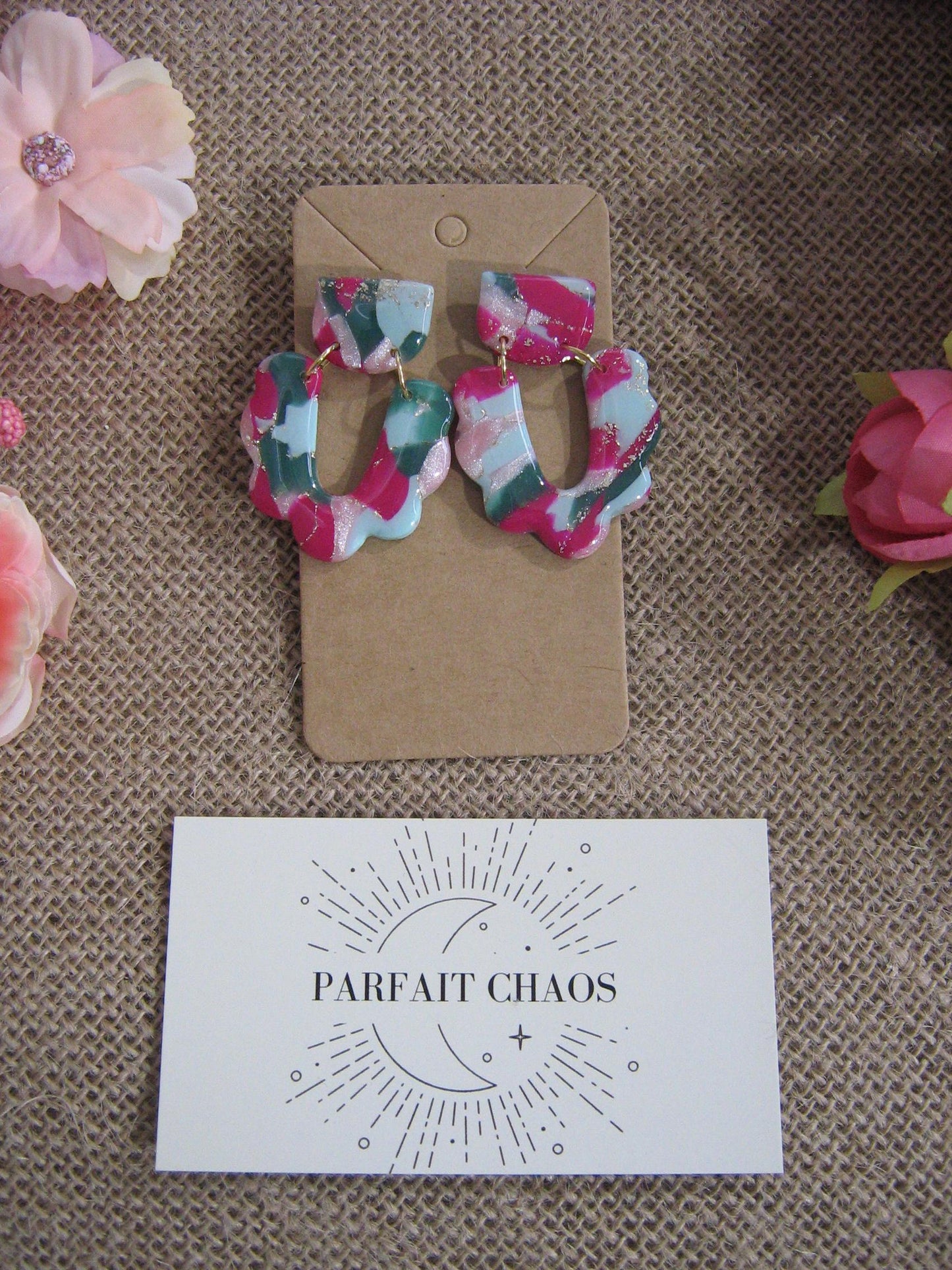 Boucles d'oreilles en argile polymère Funky Spring Tulipa modèle Glawdys