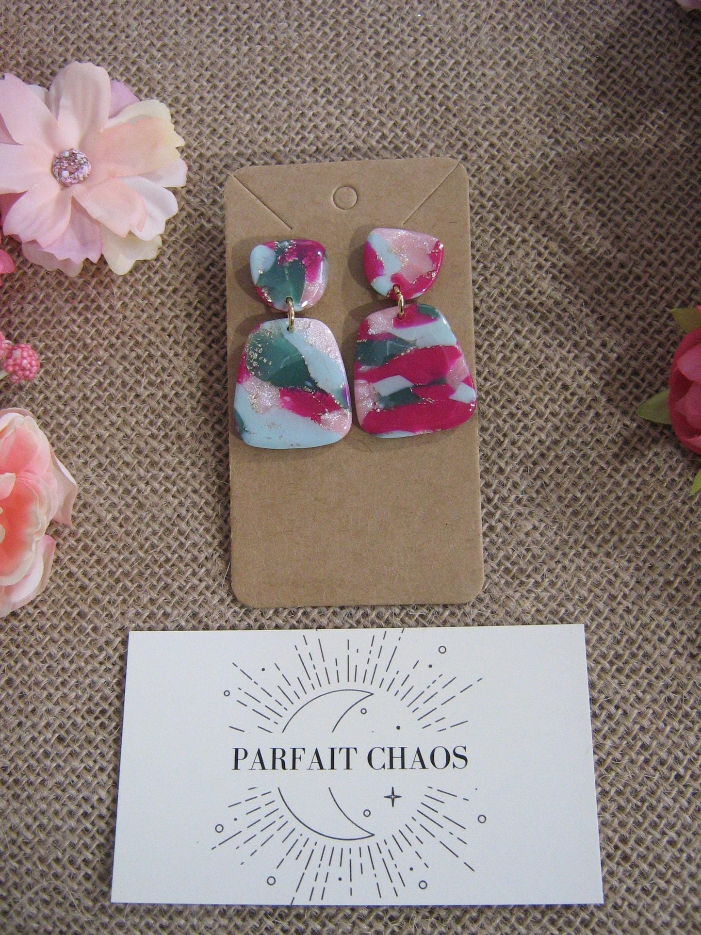 Boucles d'oreilles en argile polymère Funky Spring Tulipa modèle Henriette