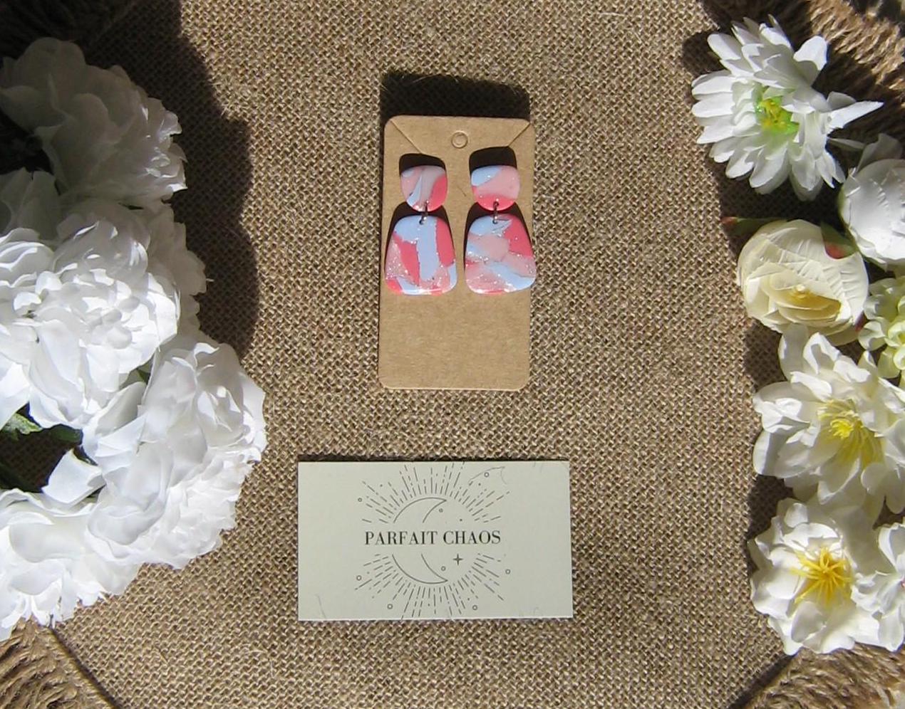 Boucles d'oreilles en argile polymère Funky Spring Sakura modèle Henriette