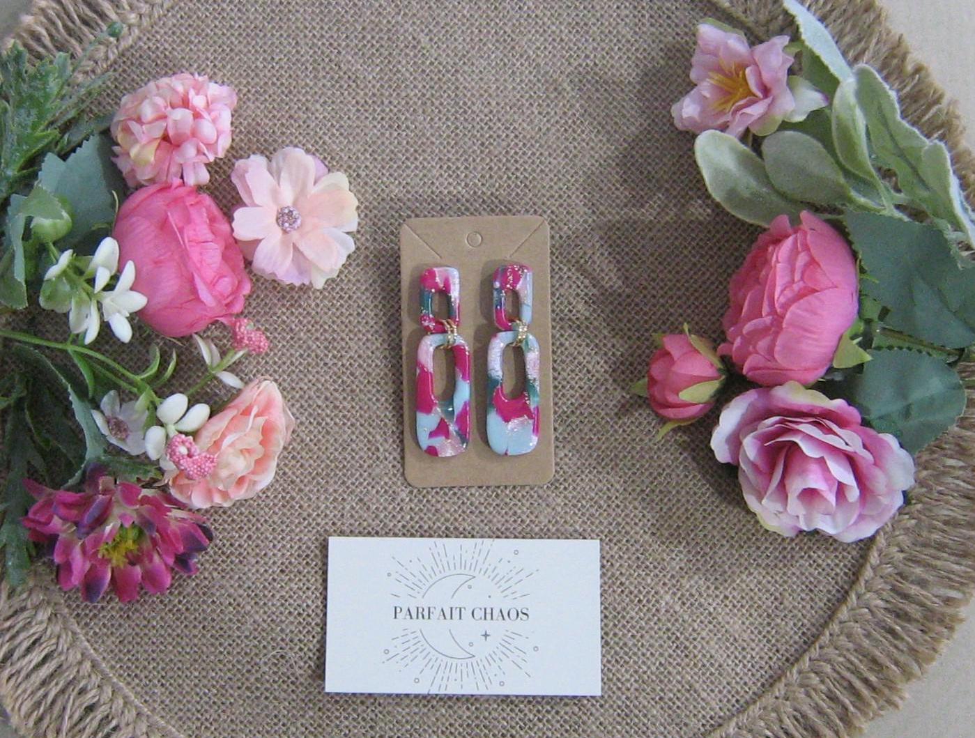 Boucles d'oreilles en argile polymère Funky Spring Tulipa modèle Denise