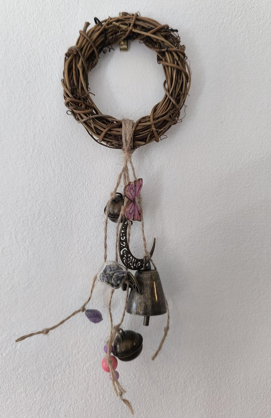 Cloche de sorcière décorative couleurs rose et violet diamètre 8 cm