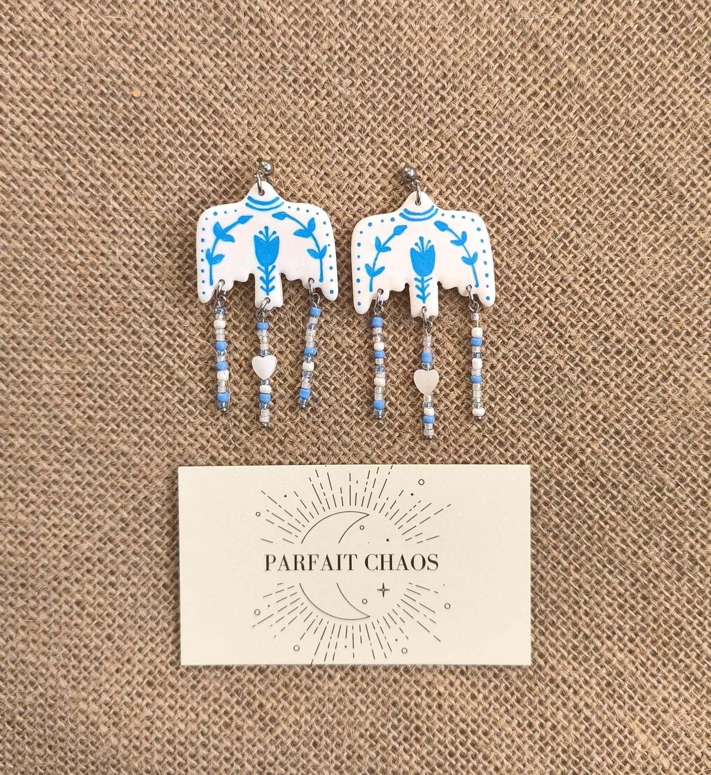 Boucles d'oreilles en argile polymère collection "Rêverie", modèle "Liberté".
