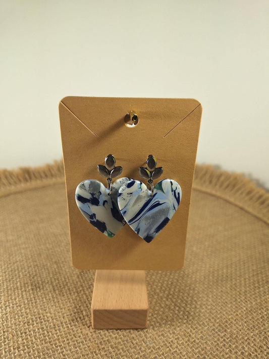 Boucles d'oreilles en argile polymère modèle Valentine