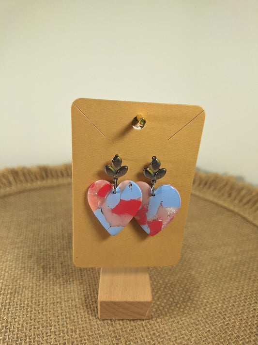 Boucles d'oreilles en argile polymère Funky Spring  Sakura modèle Valentine