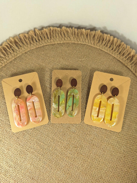 Boucles d'oreilles en argile polymère Pierres de Renaissance modèle Olivia