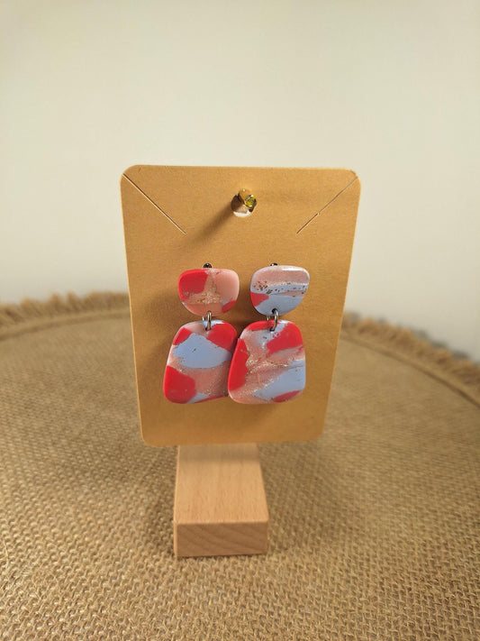 Boucles d'oreilles en argile polymère Funky Spring  Sakura modèle Henriette