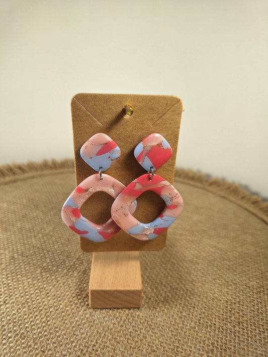 Boucles d'oreilles en argile polymère Funky Spring  Sakura modèle Sophia