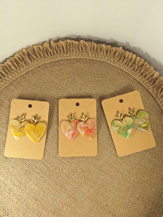 Boucles d'oreilles en argile polymère Pierres de Renaissance modèle Valentine