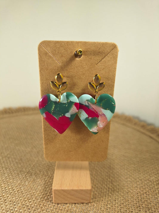 Boucles d'oreilles en argile polymère Funky Spring  Tulipa modèle Valentine