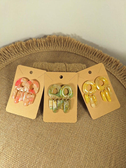 Boucles d'oreilles en argile polymère Pierres de Renaissance modèle Médusa