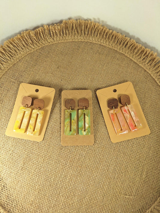 Boucles d'oreilles en argile polymère Pierres de Renaissance modèle Catherina