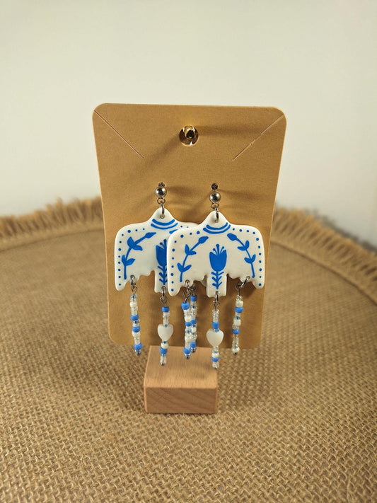 Boucles d'oreilles en argile polymère collection "Rêverie", modèle "Liberté".