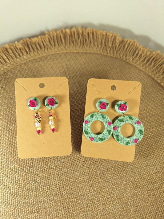 Boucles d'oreilles en argile polymère collection "Dans mon Jardin", modèles "Douceurs".