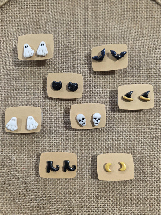Boucles d'oreilles en argile polymère collection BE SPOOKY modèle Trio magique - collection automne