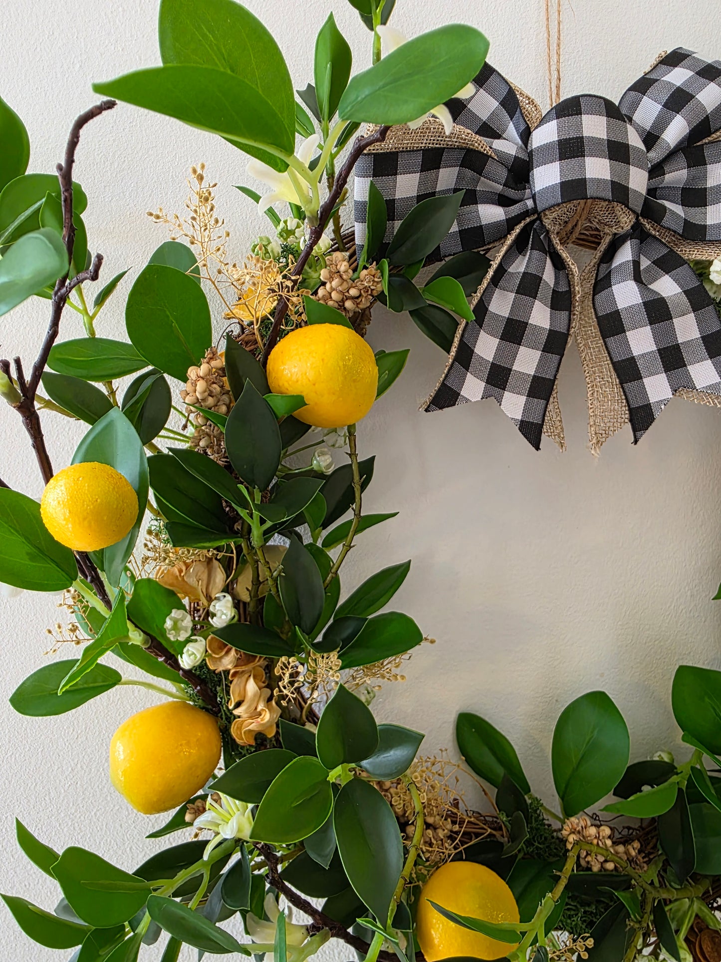 Couronne de porte été "Dolce Limone" - cadeau crémaillère - décoration intérieure - cadeau d'anniversaire