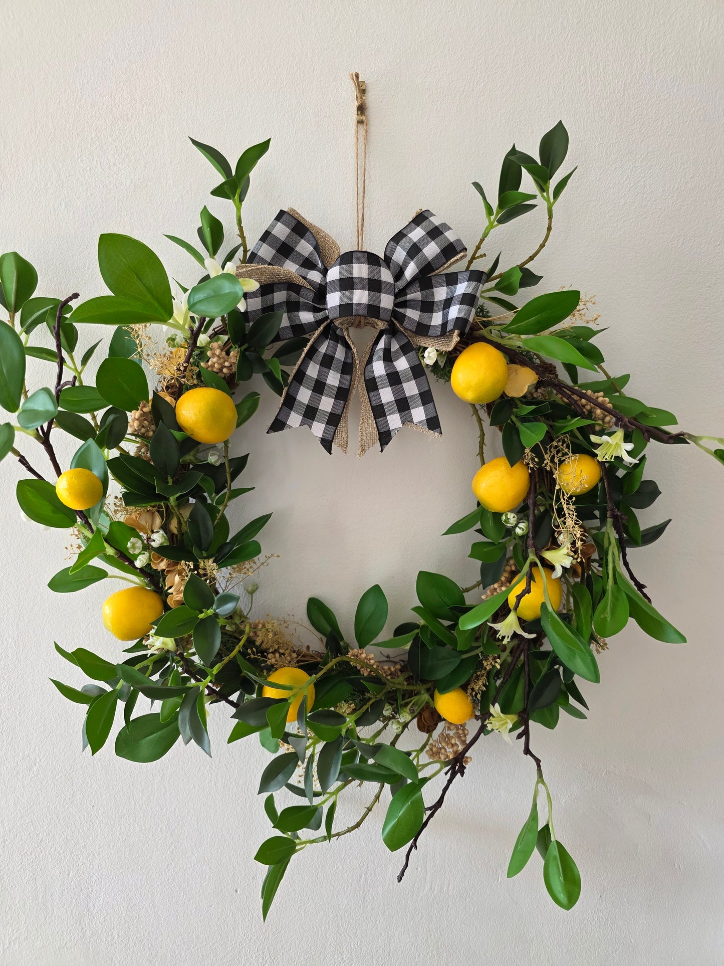 Couronne de porte été "Dolce Limone" - cadeau crémaillère - décoration intérieure - cadeau d'anniversaire