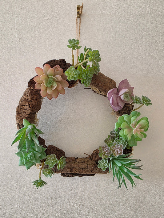 Couronne de porte été "Oasis de bois" 