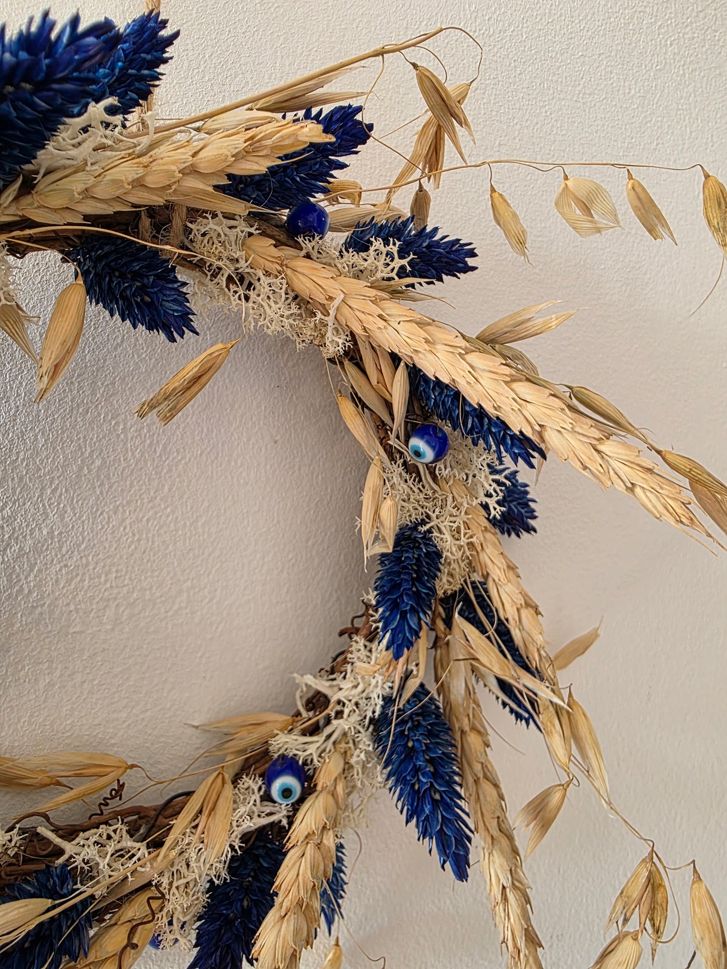 Couronne de porte été Lueur d'Azur- cadeau crémaillère - décoration intérieure - mauvais œil - cadeau d'anniversaire