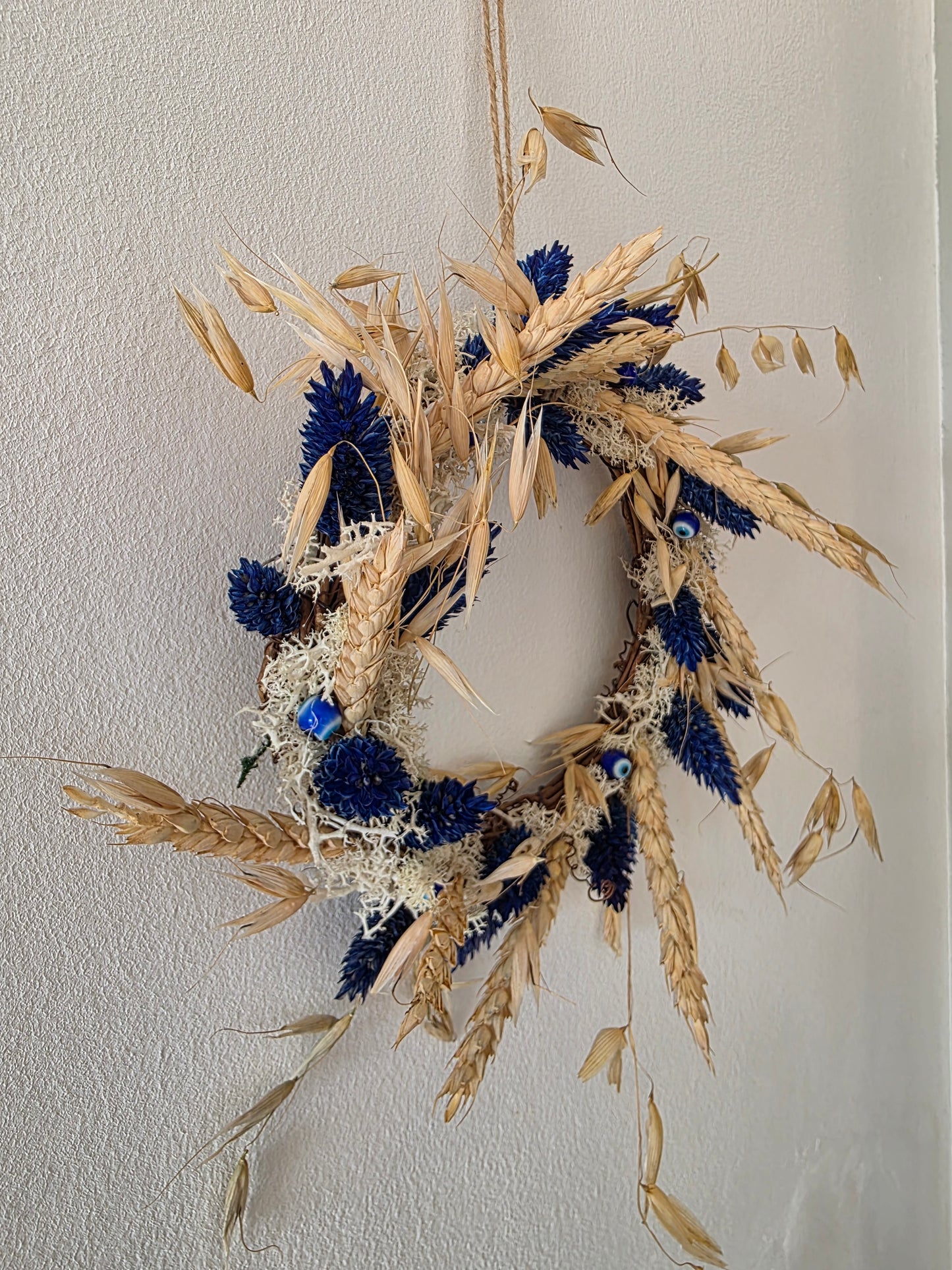 Couronne de porte été Lueur d'Azur- cadeau crémaillère - décoration intérieure - mauvais œil - cadeau d'anniversaire