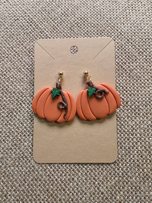 Boucles d'oreilles en argile polymère collection ESPRIT D'AUTOMNE modèle "Citrouille chérie" - collection automne