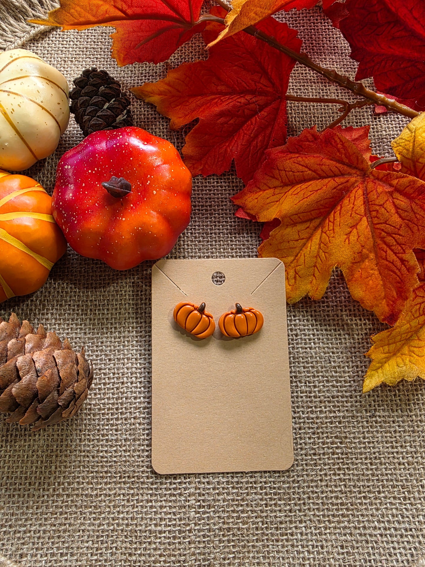 Boucles d'oreilles en argile polymère collection ESPRIT D'AUTOMNE modèle Citrouillettes - collection automne
