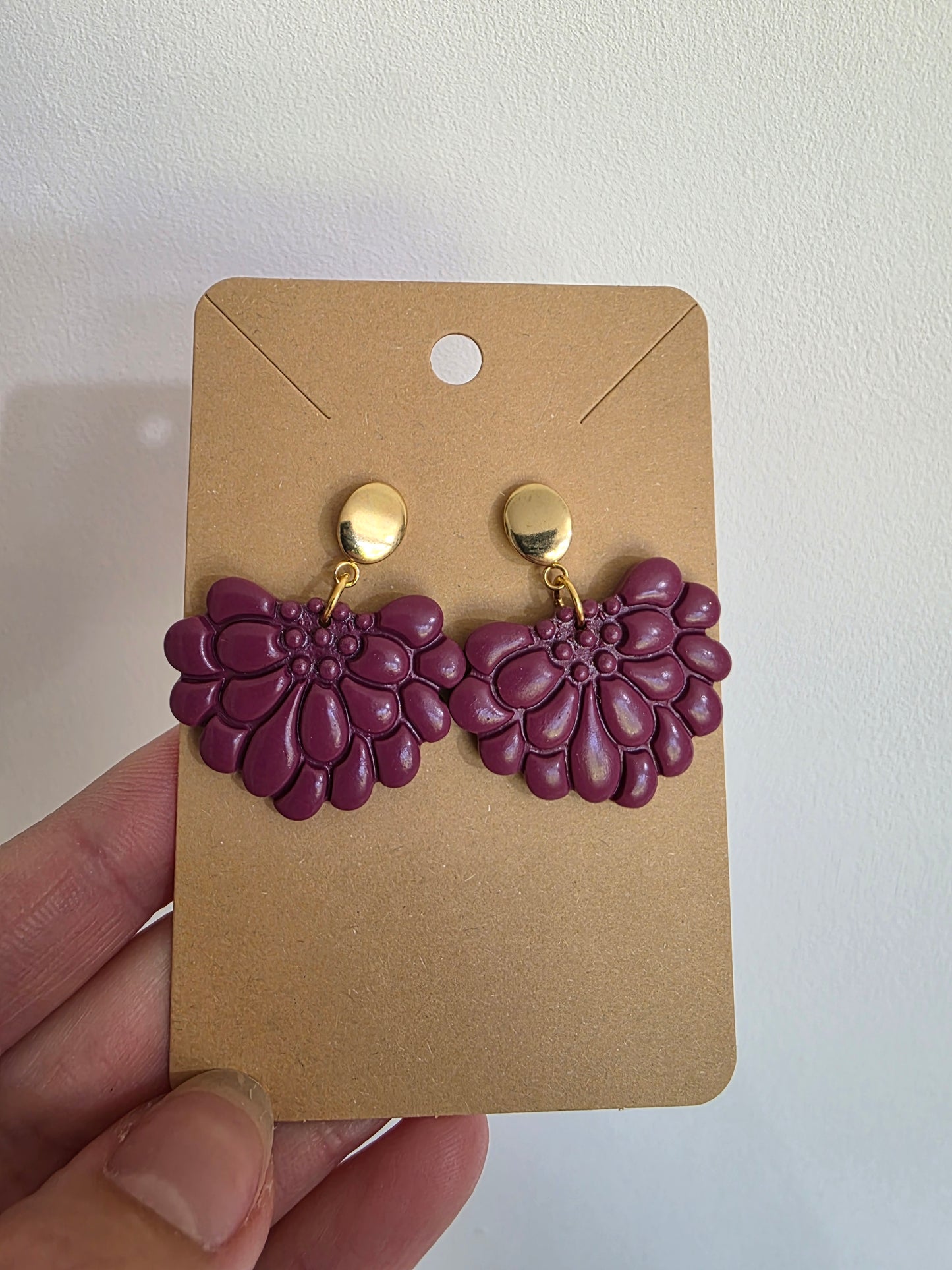 Boucles d'oreilles en argile polymère collection ESPRIT D'AUTOMNE modèle Violette du Verger - collection automne