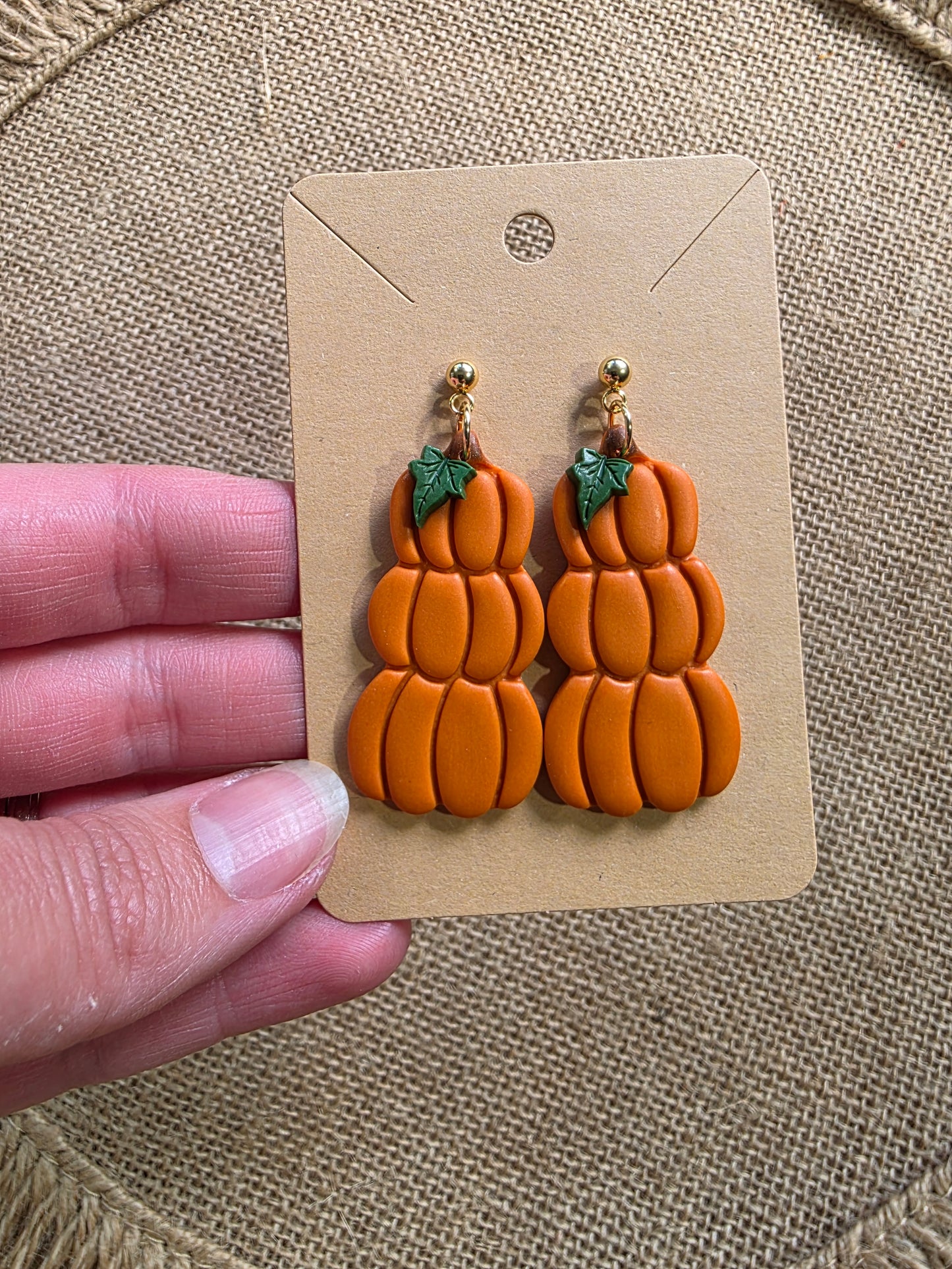 Boucles d'oreilles en argile polymère collection ESPRIT D'AUTOMNE modèle Citrouilles en cascade - collection automne